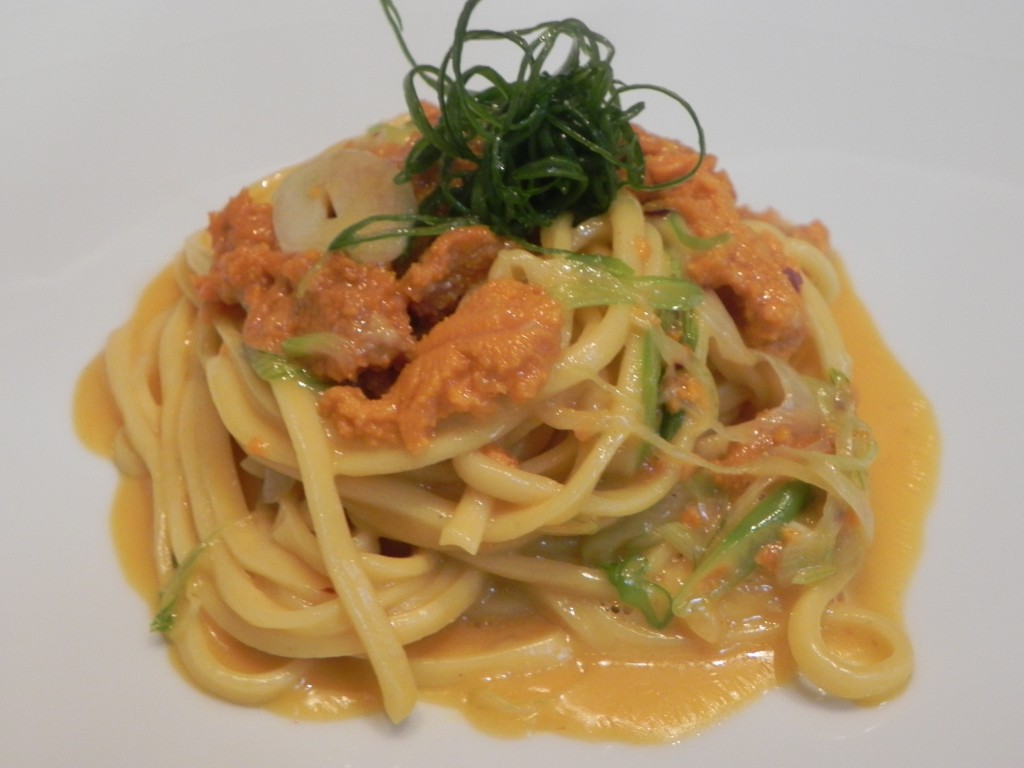 Spaghetti alla Chitarra with Santa Barbara Sea Urchin and Green Onions