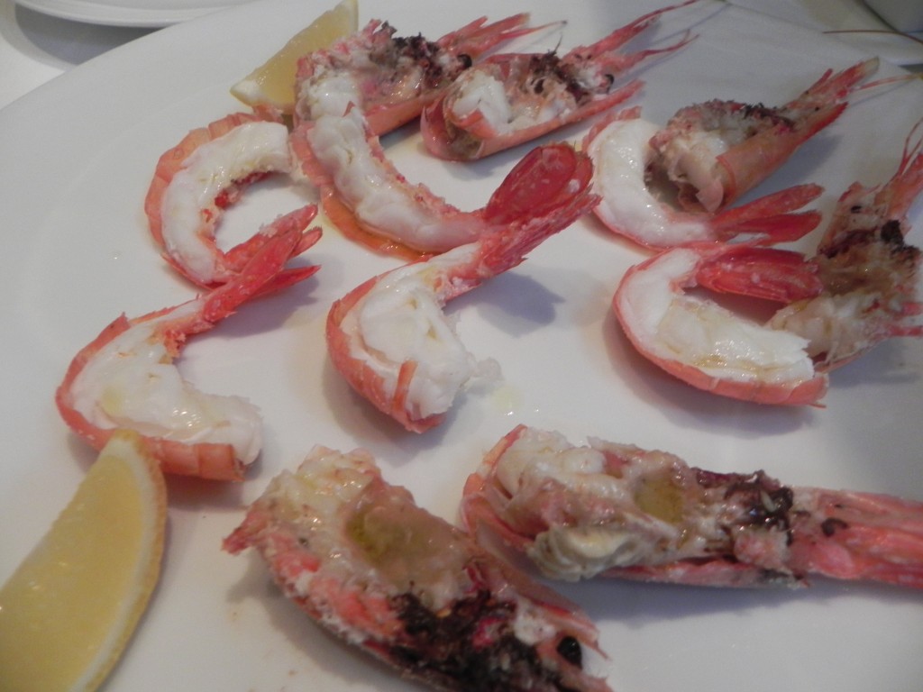 Spot prawns baked in salt and prepared tableside