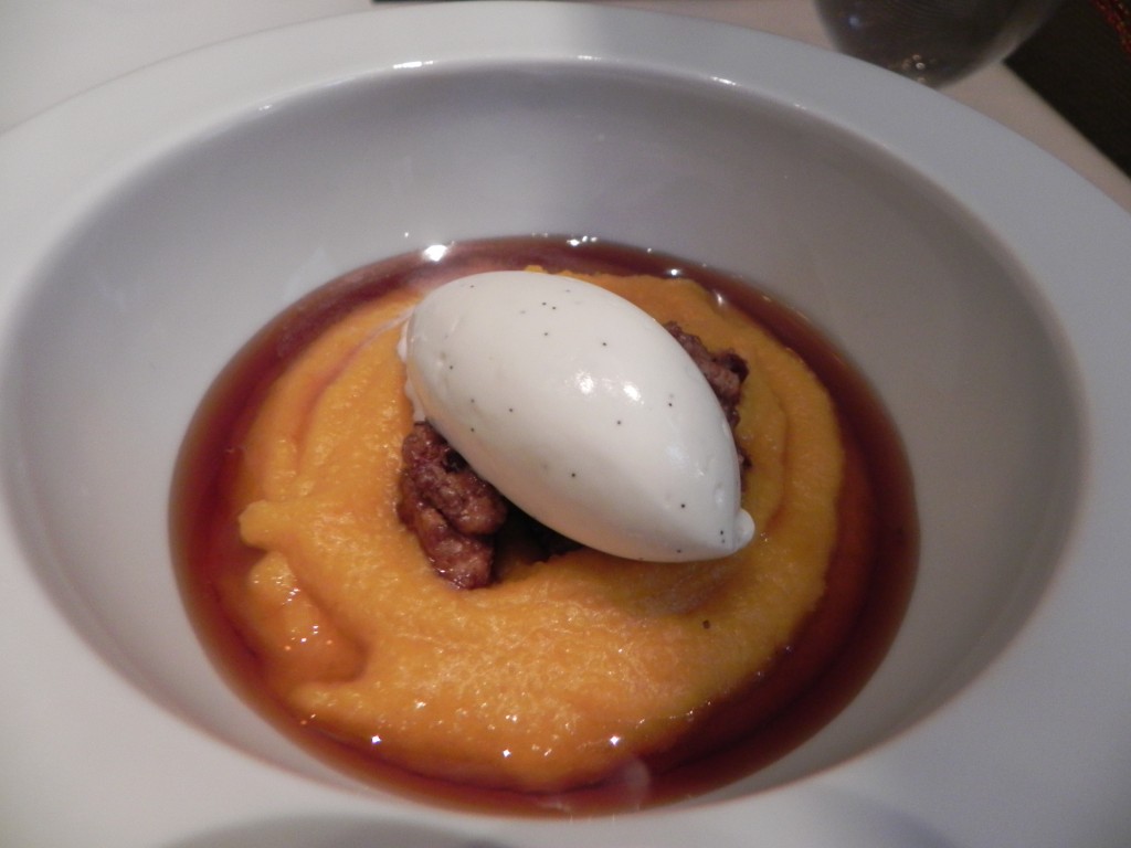 Pumpkin Polenta with candied pecans, mascarpone and maple syrup