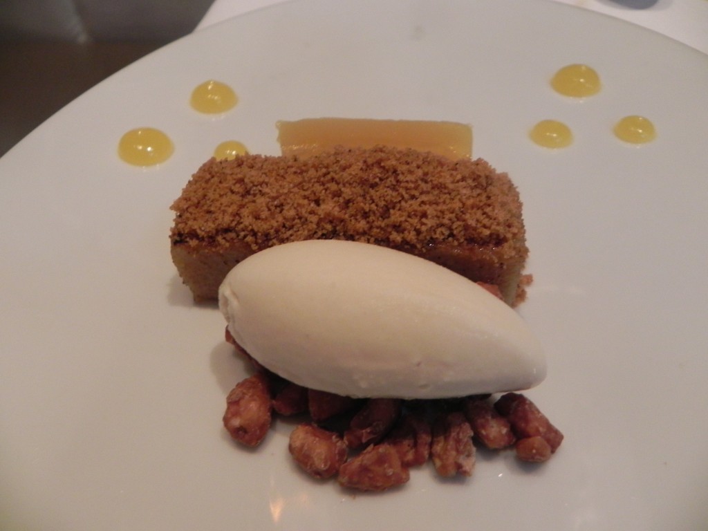 "Simple Apple Tart" with hazelnuts, cinnamon calvados ice cream and green apple sorbet