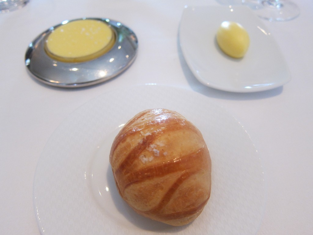 "Bouchon Roll" (Pan au Lait) with unsalted butter from Petaluma and salted butter from Vermont