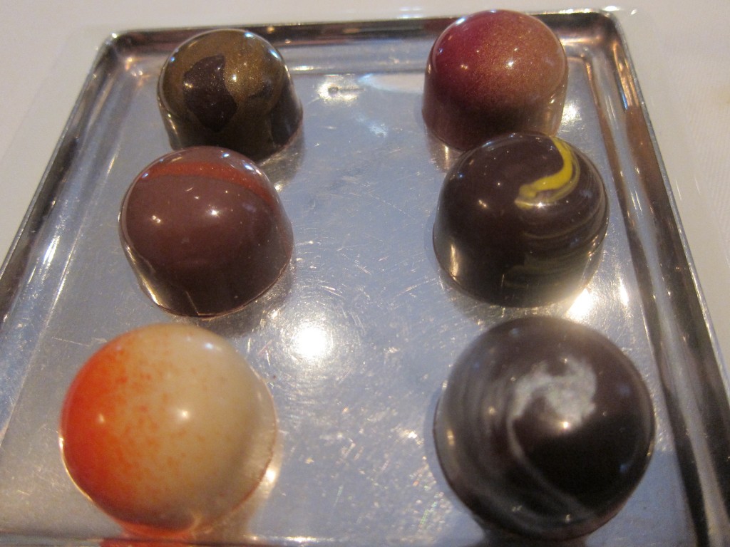 Housemade Truffles:  Salted Caramel, Peanut Butter & Jelly, Meyer Lemon, Ginger, Hazelnut and Pumpkin Pie