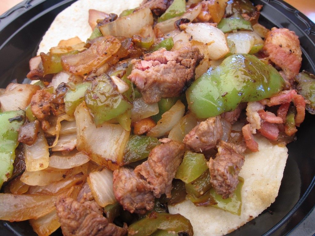 Alambre de Filete (grilled tri-tip with bell peppers, onions and bacon)