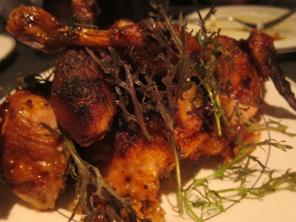 The Bishop's Roast (Whole Roasted Rotisserie Chicken with Chorizo, Farro and Currant Vinaigrette), served with a Growler of Black Market Contraband