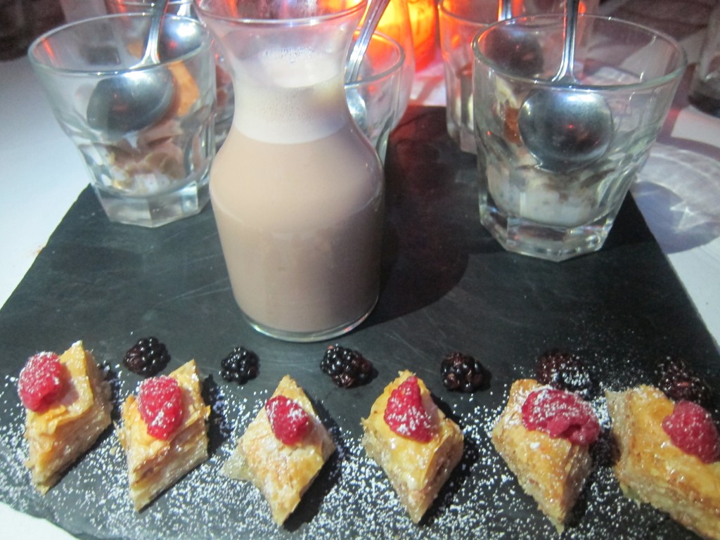 Chocolate Soup served with Vanilla Ice Cream and Baklava