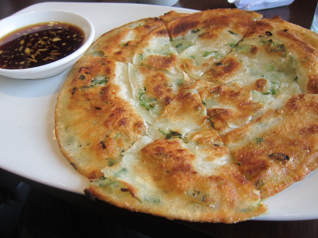 Scallion Pancake with Gingered Soy Dipping Sauce