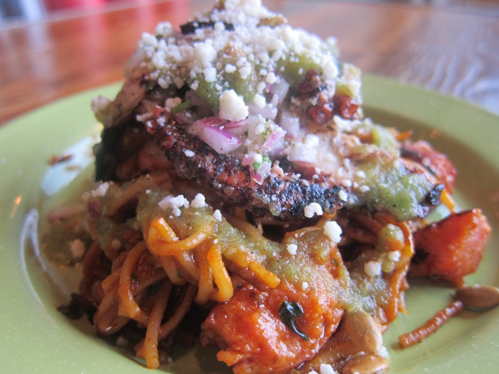 Fideo with Octopus & Kielbasa with Toasted Vermicelli and Pepitas