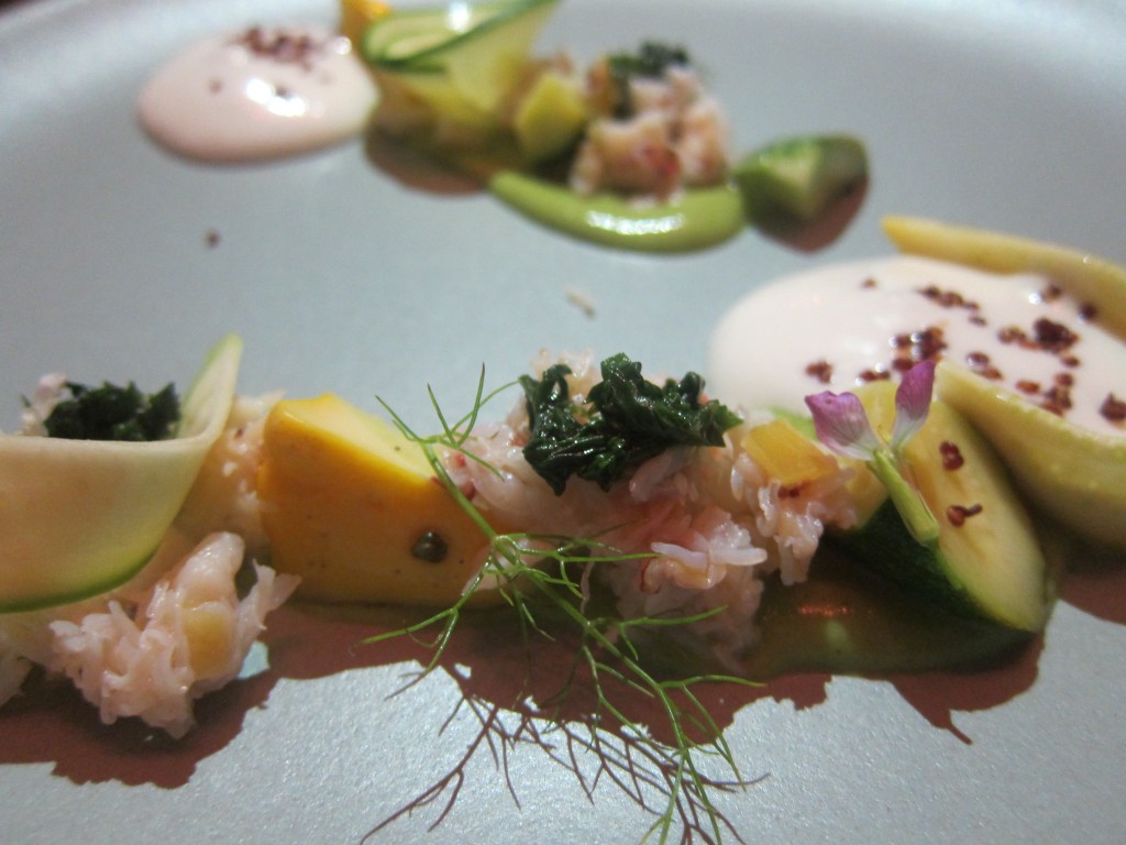 Dungeness Crab, Summer Squash, Almond Milk, Quinoa and Basil