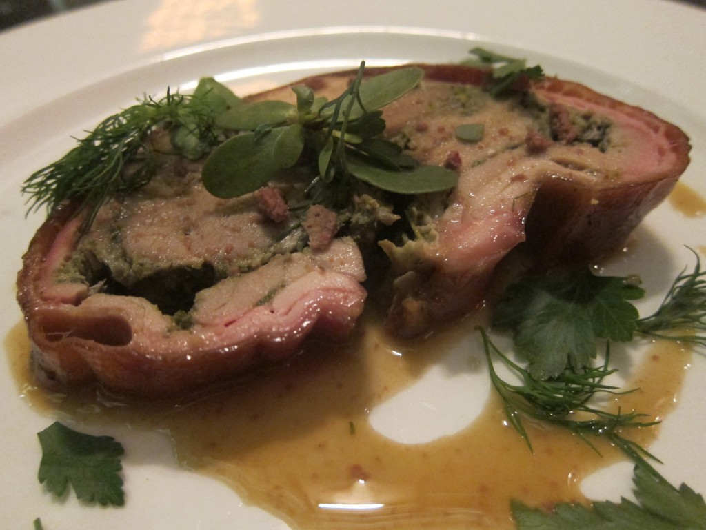 Maialino da Latte Arrosto (Roasted Suckling Pig, Garlic, Herbs and Offal Sauce)