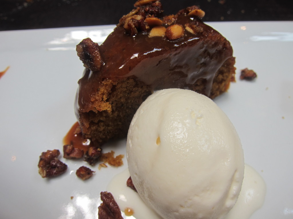 Pumpkin Mini Cake with Piloncillo Sauce and Ice Cream