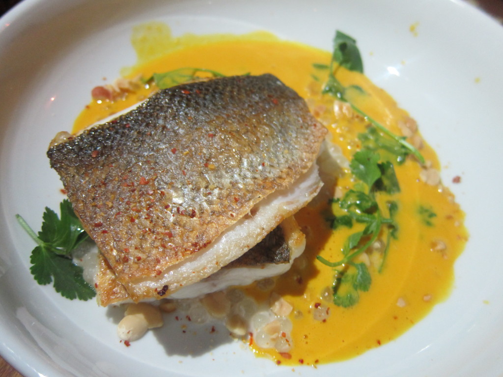 Mediterranean Branzino with Thai Curry, Carrot Coconut and Peanuts