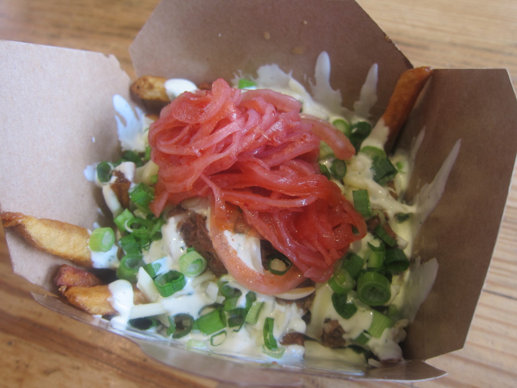 Galbi Poutine with Pickled Kimchi Onions