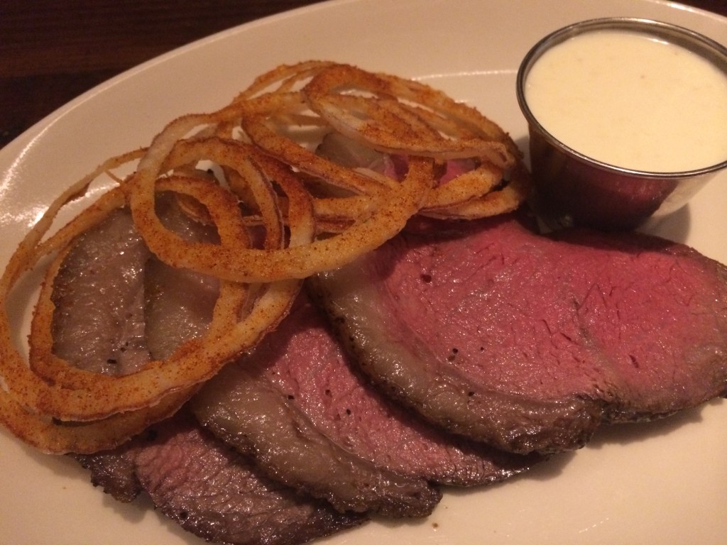 Dry Aged Churrasco Sirloin Cap with Crispy Onions and Horseradish Cream