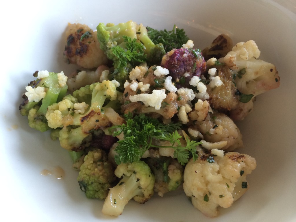 Purple and White Cauliflower with Romanesco, Thai Chili and Preserved Lemon