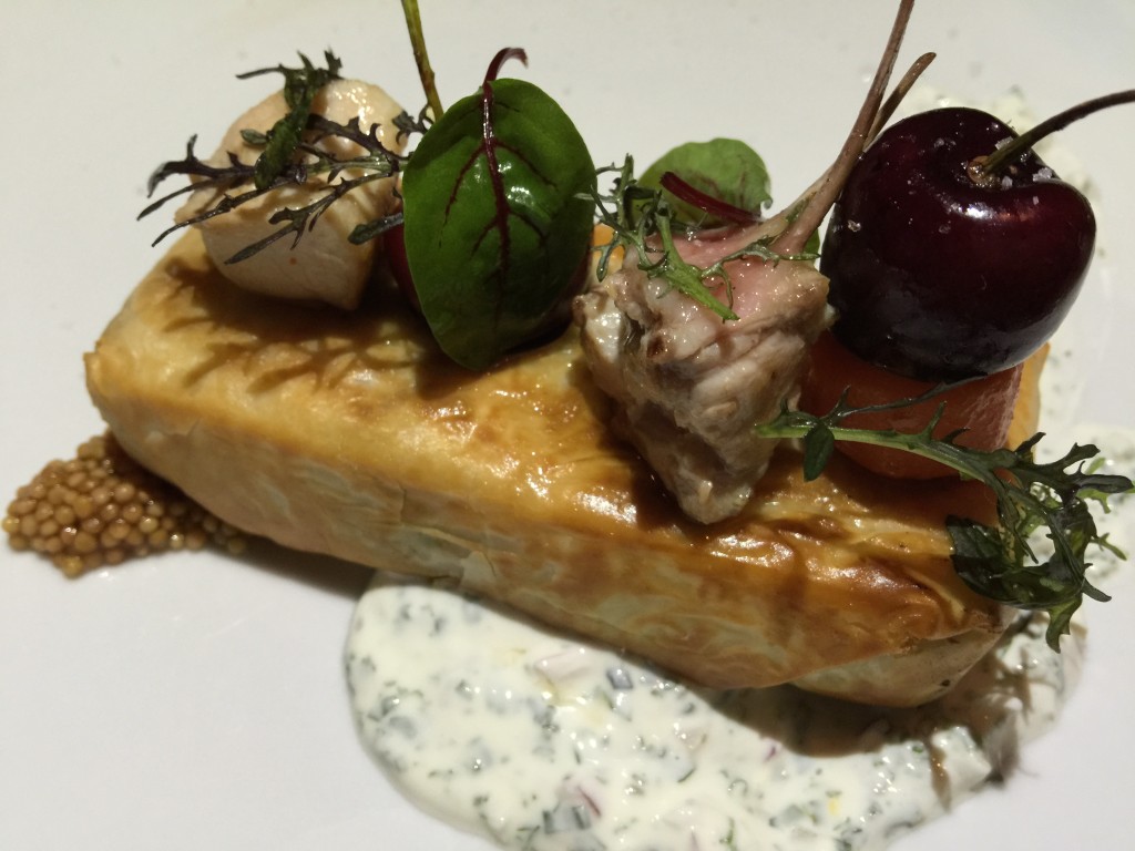 Rabbit Baklava with Bing Cherries, White Beans, Pistachios and Carrots from Birch