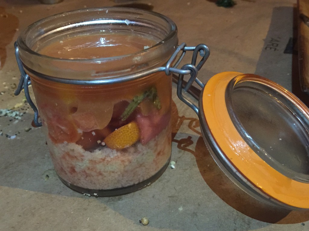Blood Orange "Trifolo" with Semolina Cake and Fruit Compote from Maré