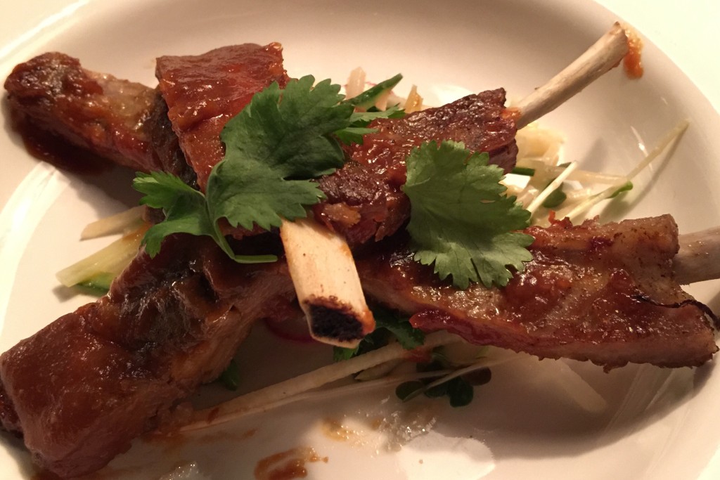 Pork Ribs with Apricot & Hot Mustard Sauce, with Jicama Slaw