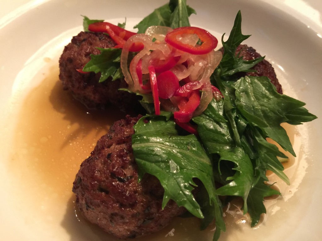 Meatballs with Pickled Fresno Chiles & Vietnamese Coriander