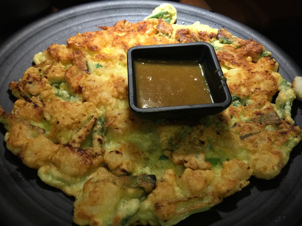 Seafood Pancake with Curry Dipping Sauce