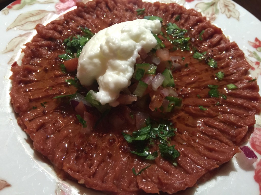Kibbeh Nayyeh (Steak Tartar with Bulgur, Onion Parsley and Extra Virgin Olive Oil)
