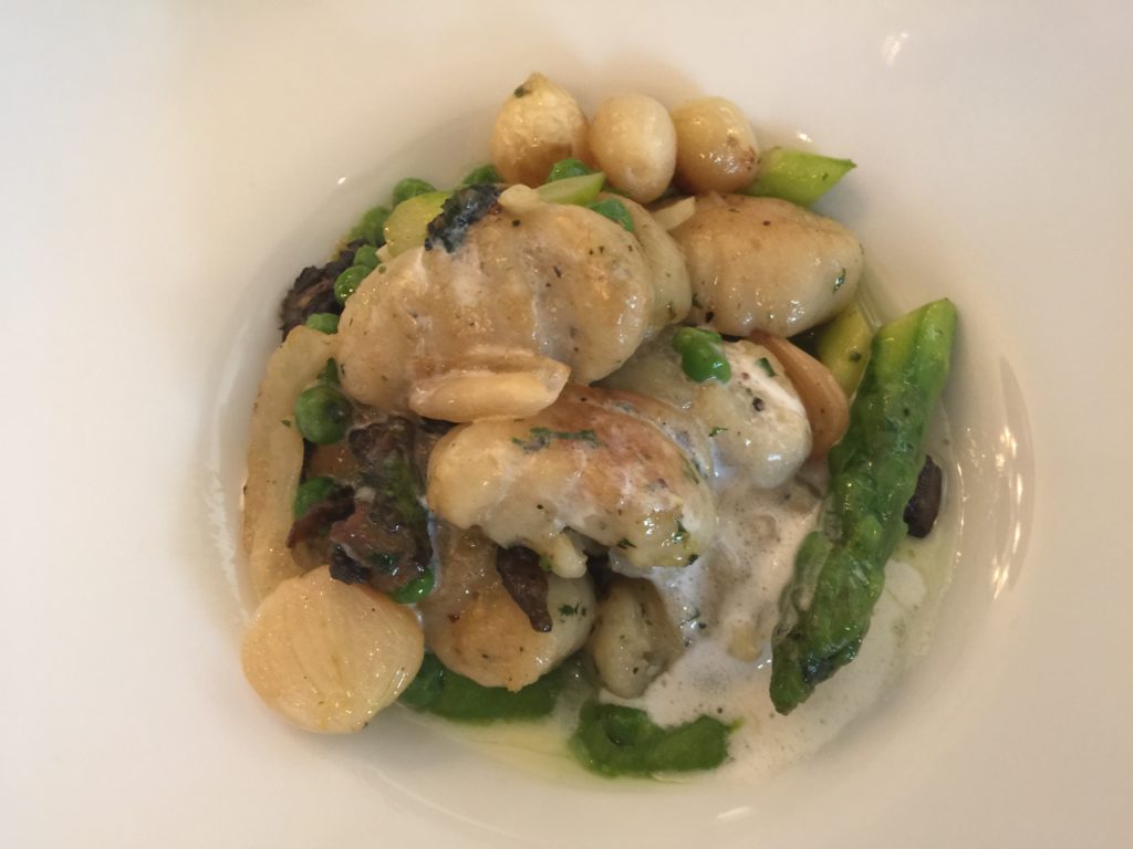 House-made Gnocci with Asparagus, Morel Mushrooms and Truffle Parmesan Spritz