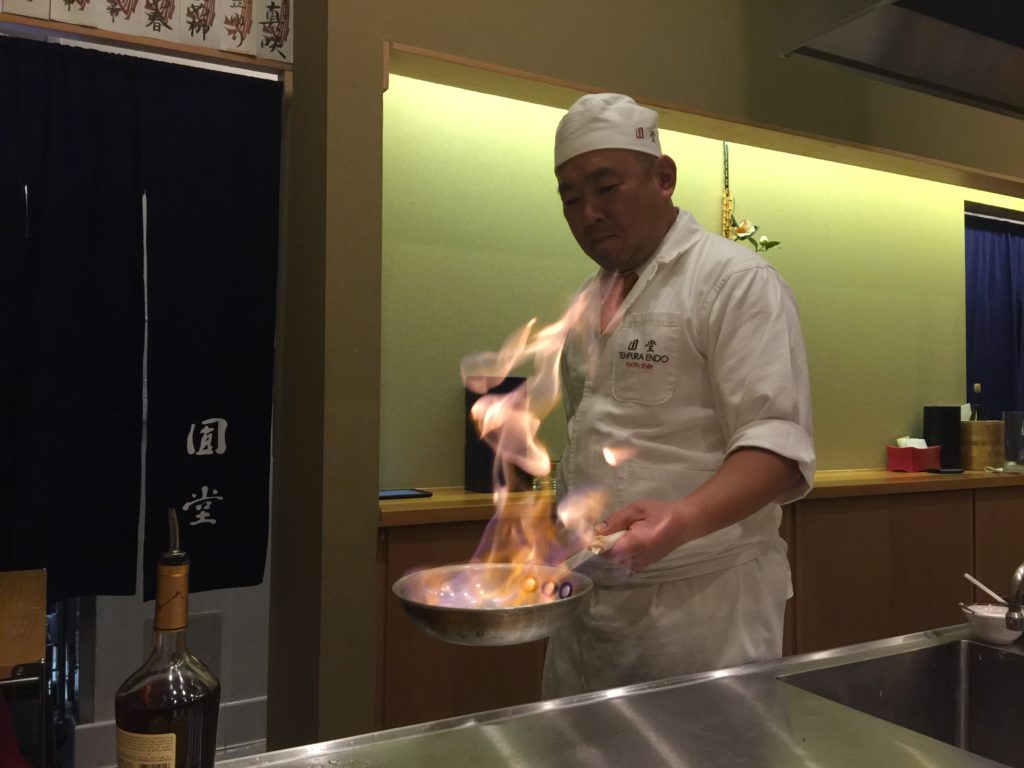 Flambéing Sweet Potato in Cognac